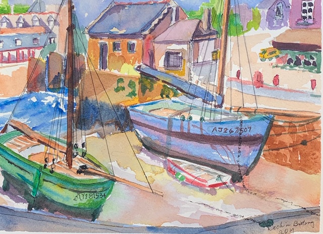 Anney-Jacksons-Brittany-harbor-boats-painting.